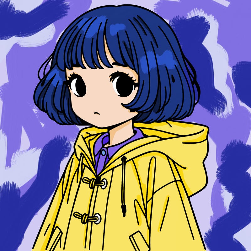 girl in raincoat with short hair