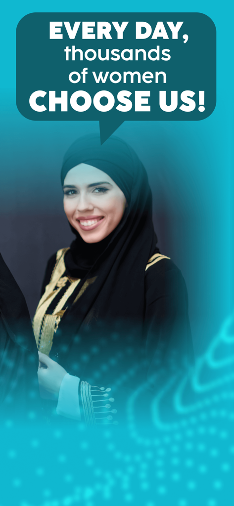 Marketing banner for Wsslini ride hailing app featuring a smiling woman in a hijab with a message that thousands of women choose the service daily.