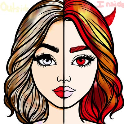 realistic girl split half