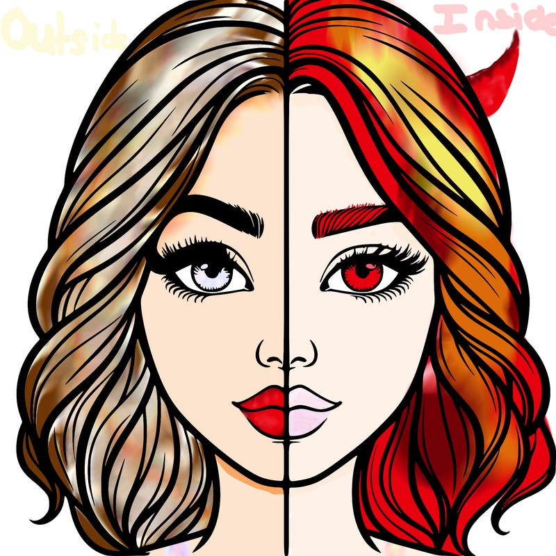 realistic girl split half