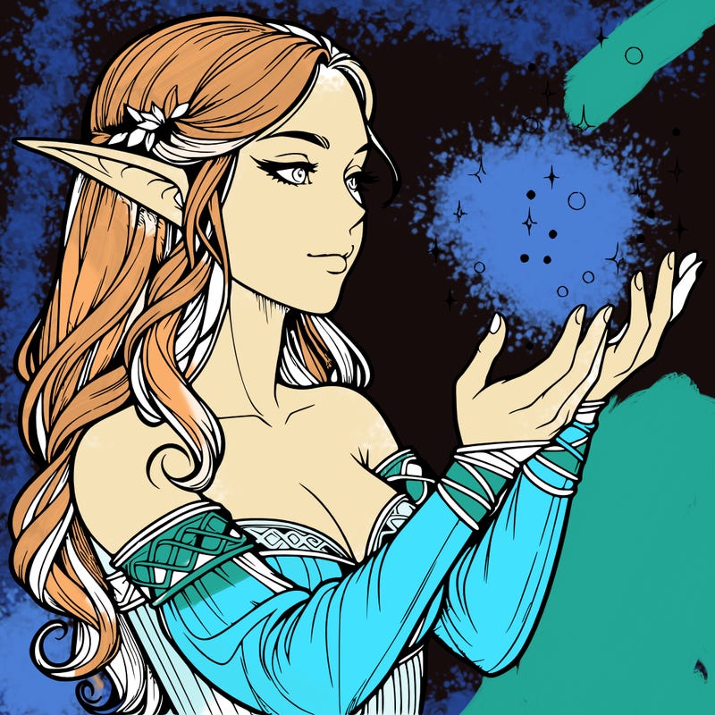 realistic elf girl doing magic