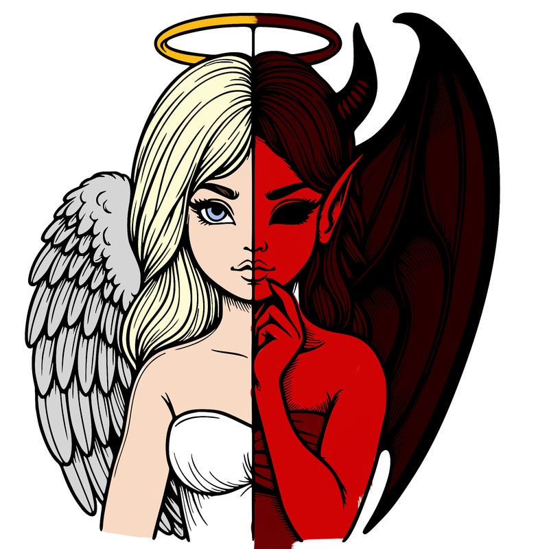 realistic angel half demon