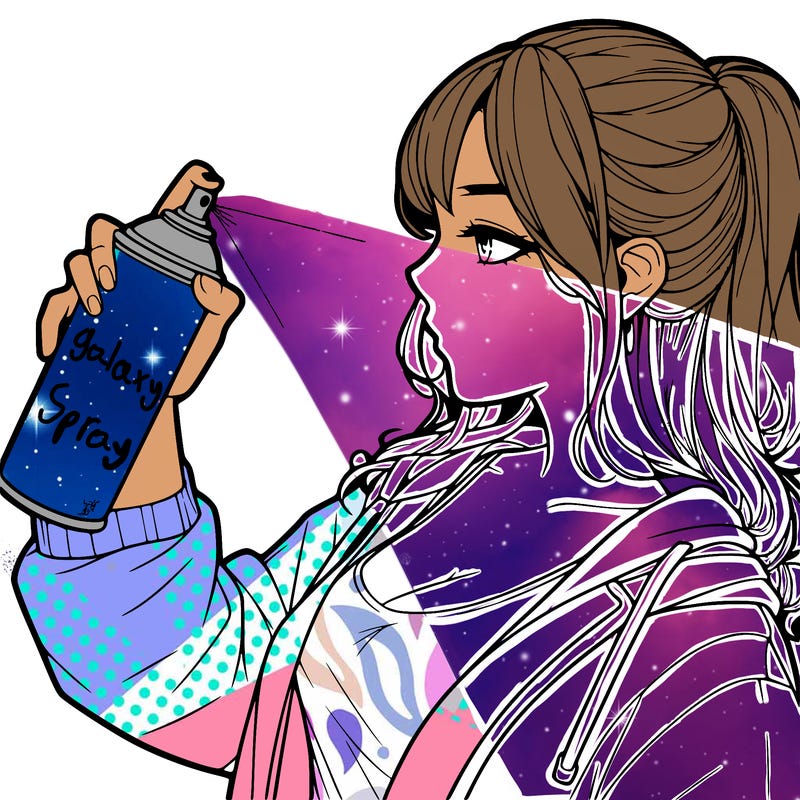 a realistic girl spray, painting