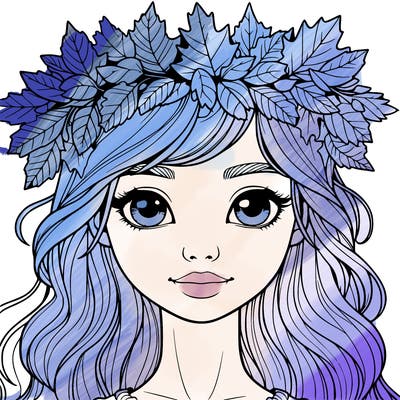 realistic girl with fall leaf crown