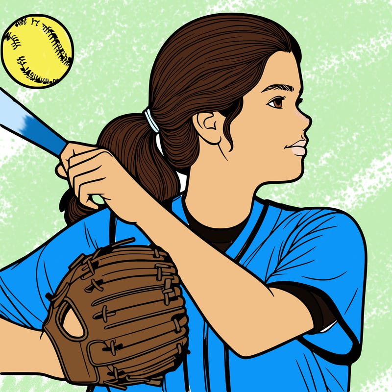 realistic girl play softball