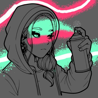 a realistic girl, spray painting