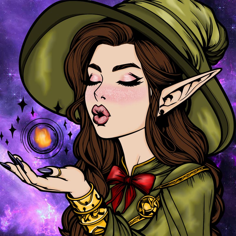 realistic elf casting a spell with lips