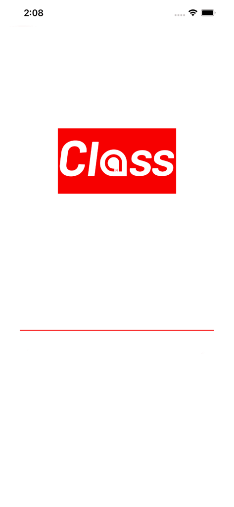 Class - La pantalla de inicio de la aplicación Class mostrando el logo rojo y blanco