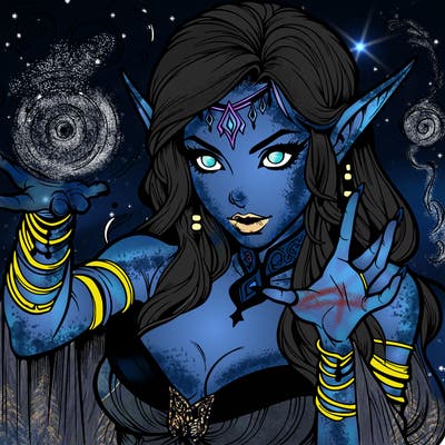 realistic scary beautiful elf sorceress casting spell