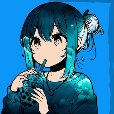 manga character drinking boba