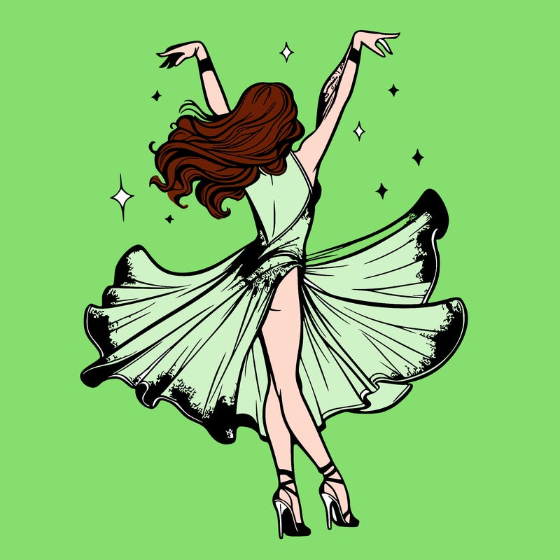 dancer dancing with a shimmery costume on realistic