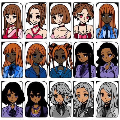 girls that look diffrent anime