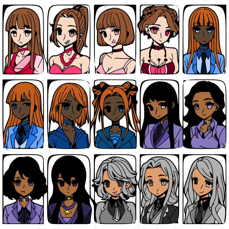 girls that look diffrent anime