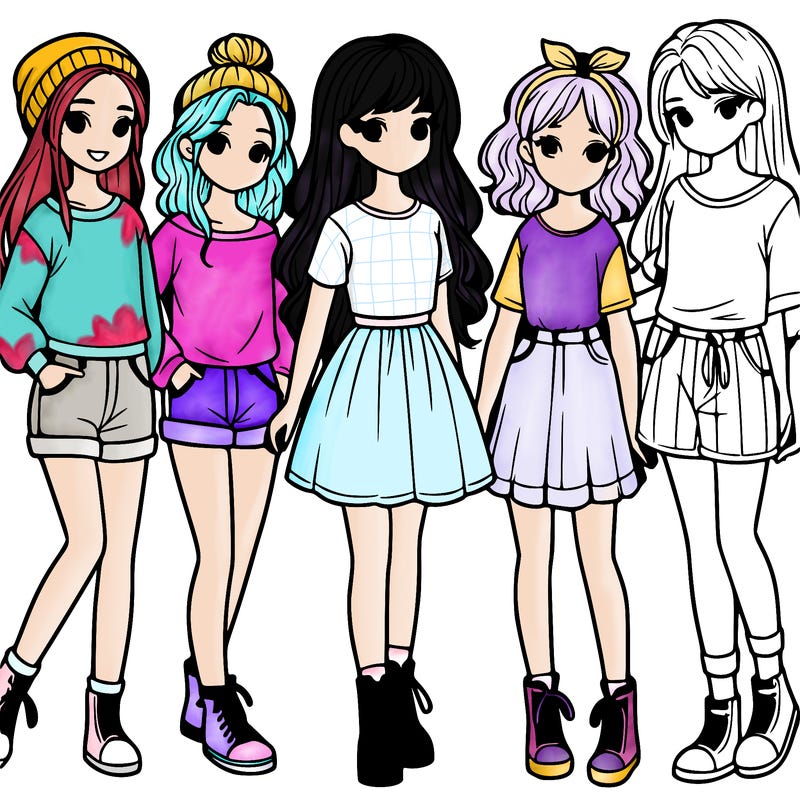 a group of five girls