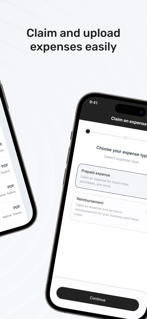 Native Teams - Native Teams app screen for claiming and uploading business expenses
