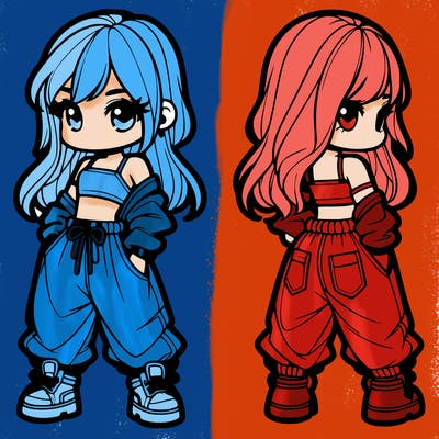 girl in crop top and baggy pants