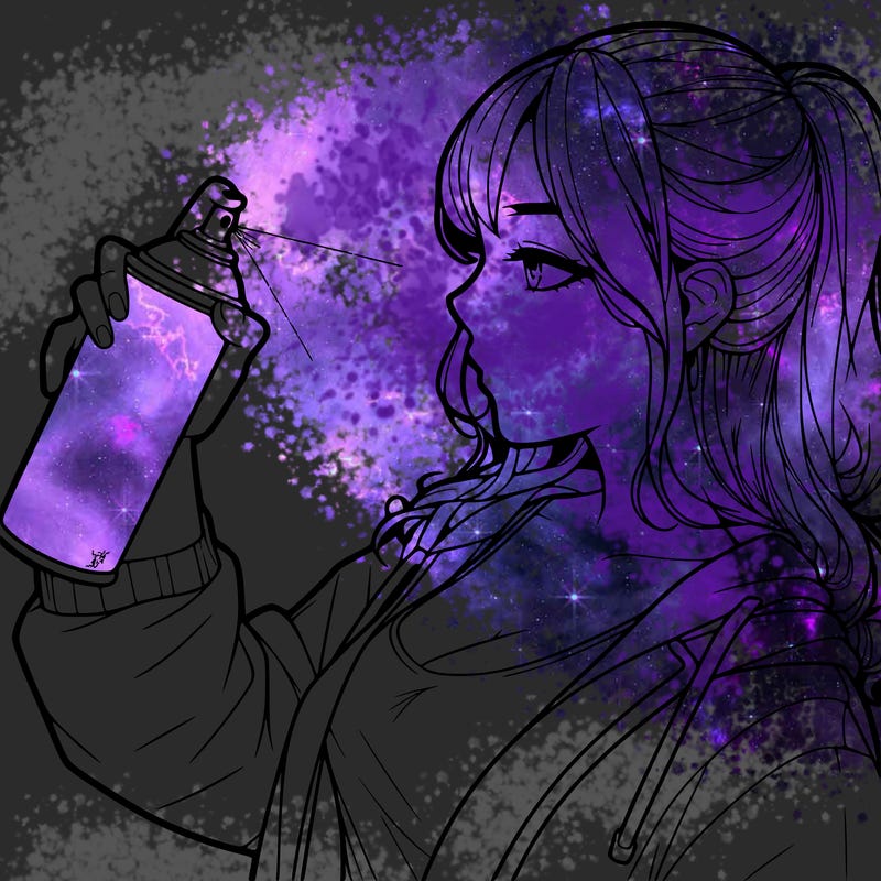 a realistic girl spray, painting