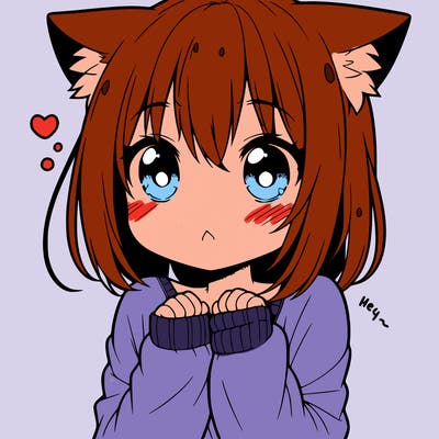 shy anime catgirl