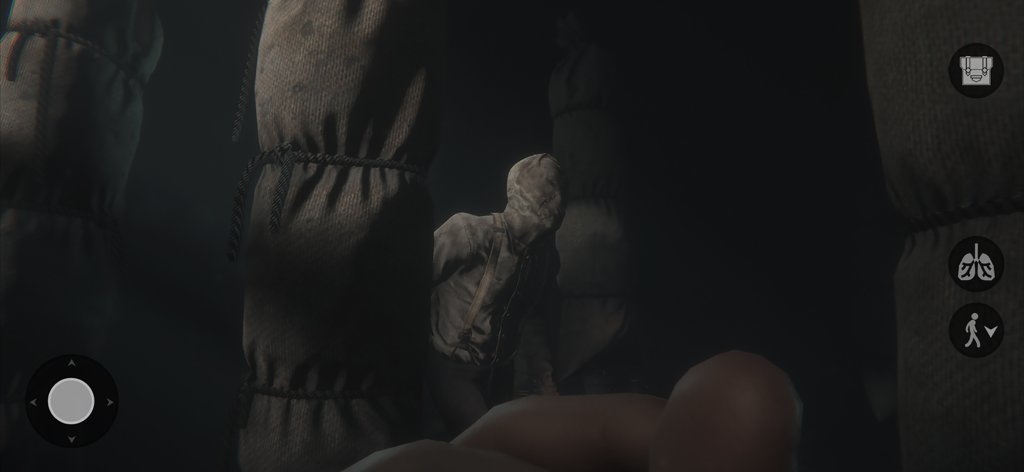 Maid of Skerの暗い雰囲気の中、不気味なフード付きの敵とのステルス遭遇のファーストパーソンビュー