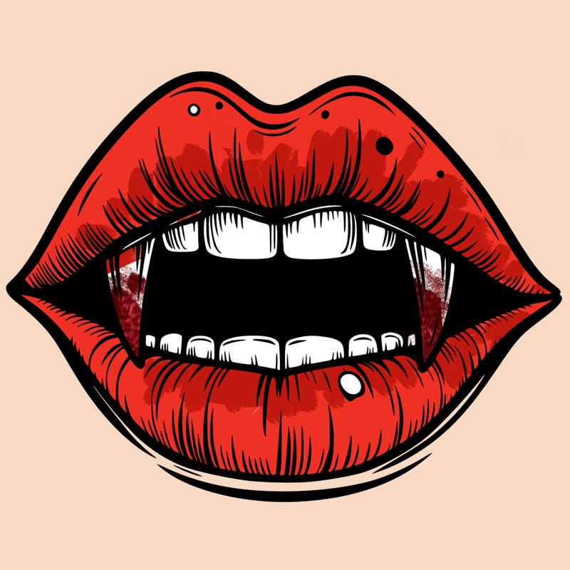 lips with vampire teeth