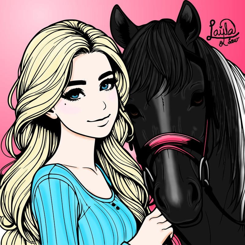 realistic girl with horse