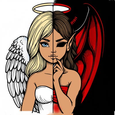 realistic angel half demon