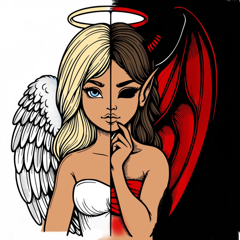 realistic angel half demon