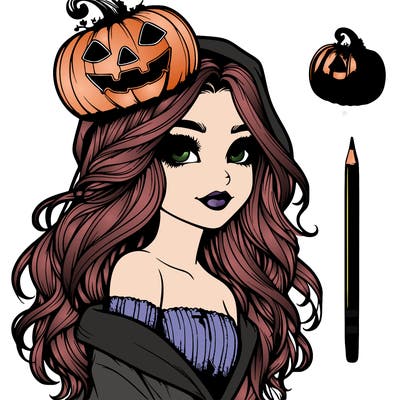 realistic  girl with  a halloween themed look