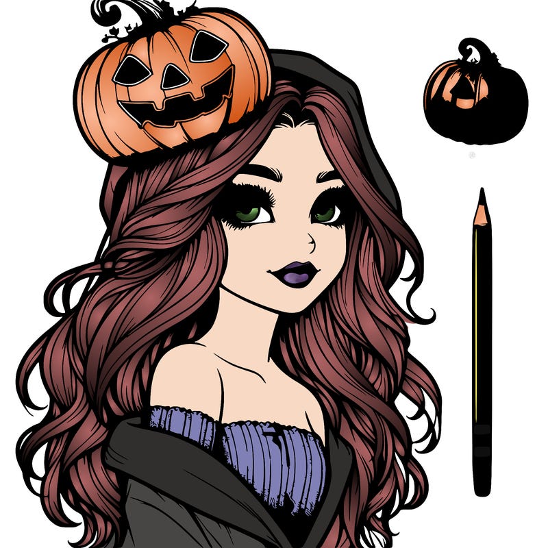 realistic  girl with  a halloween themed look