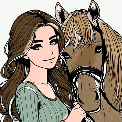 realistic girl with horse