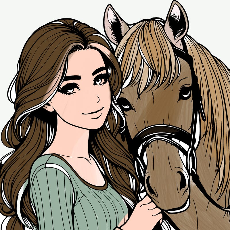 realistic girl with horse