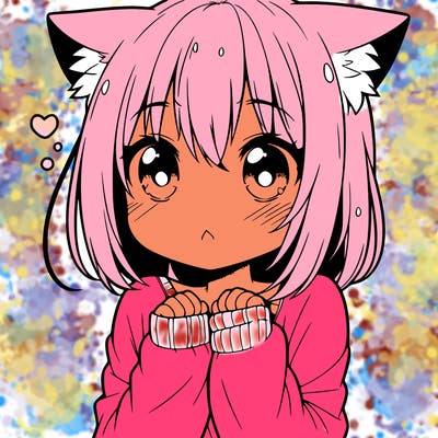 shy anime catgirl
