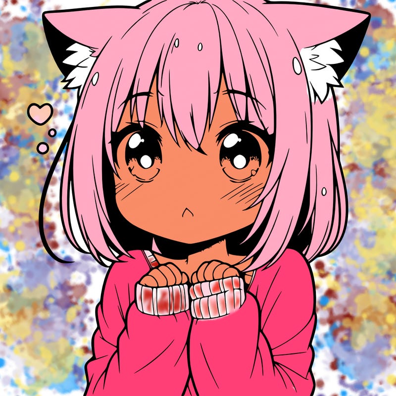 shy anime catgirl