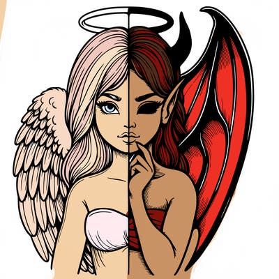 realistic angel half demon