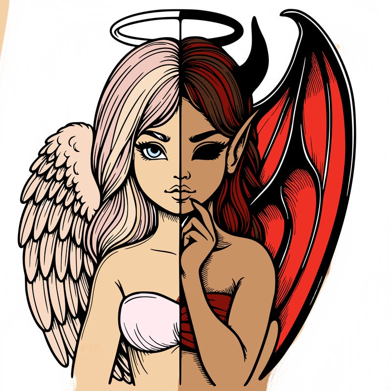 realistic angel half demon