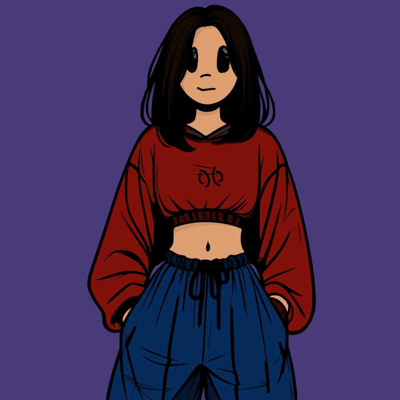 realistic girl faceless with baggy pants and a crop top