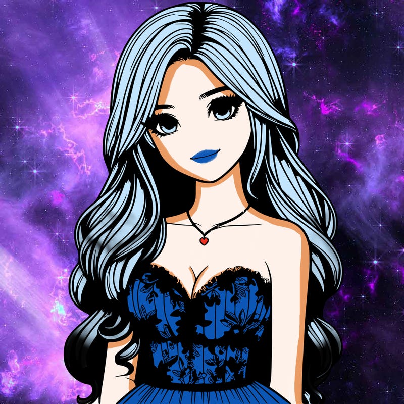 realistic girl with long hair and pretty prom dress