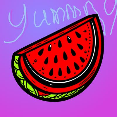 slice of water melon in the center