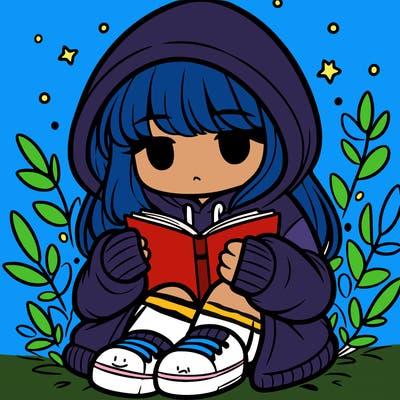 girl in oversized hoodie reading a book