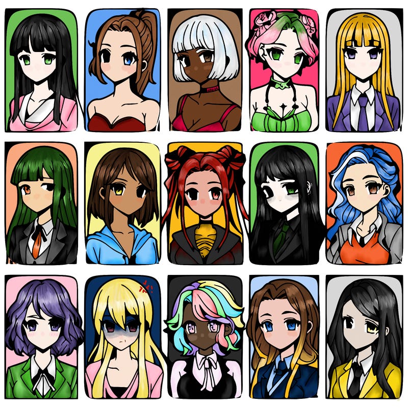 girls that look diffrent anime