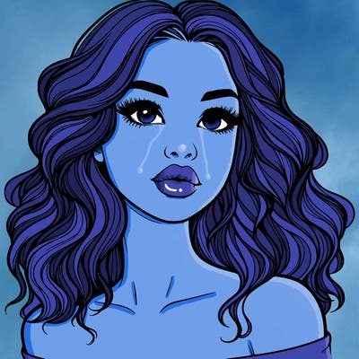 realistic girl with wavy hair and lips