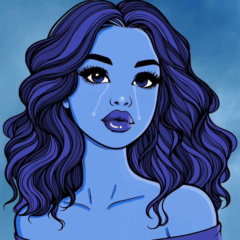 realistic girl with wavy hair and lips