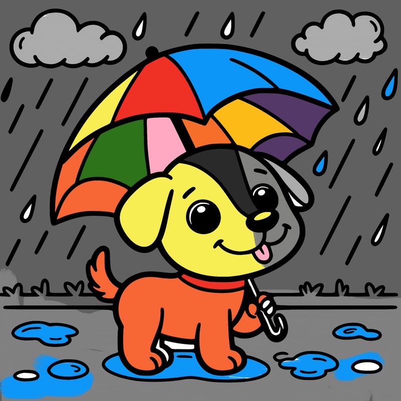 dog in rain