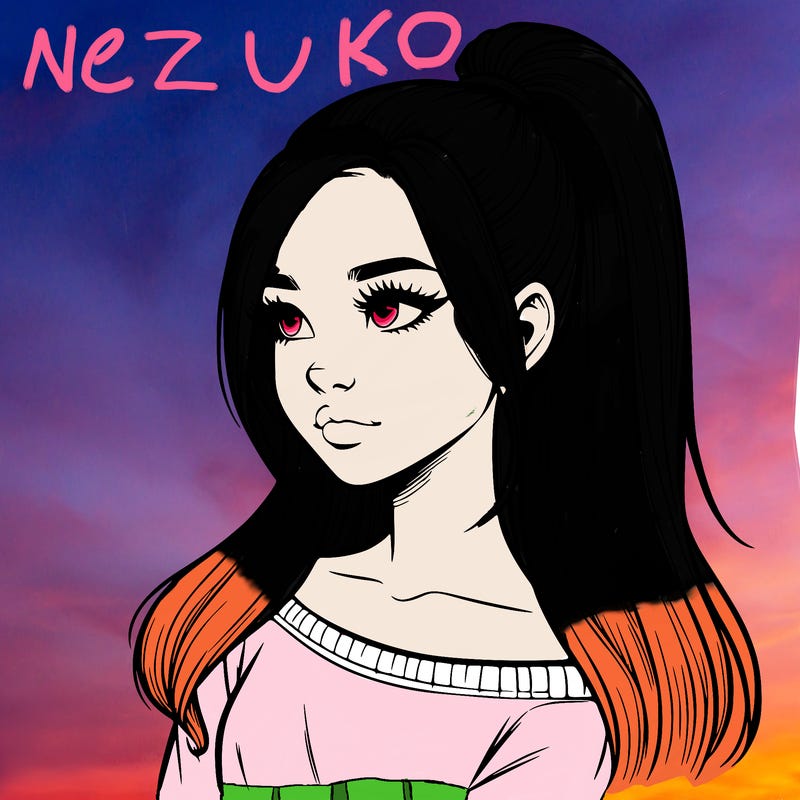 realistic girl with a high ponytail