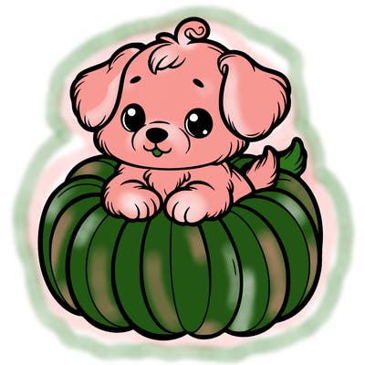 cute little puppy in a pumpkin