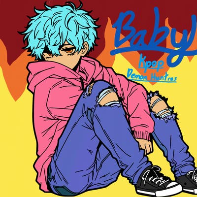 a male hoddie ripped jeans messy hair anime