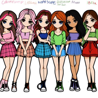 a group of girls realistic