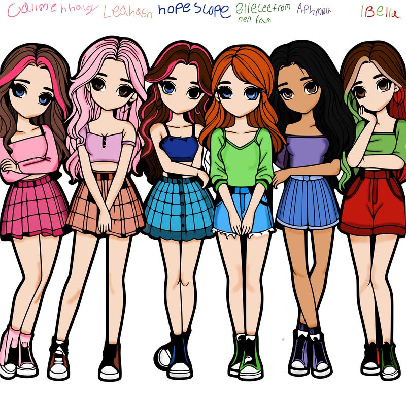 a group of girls realistic