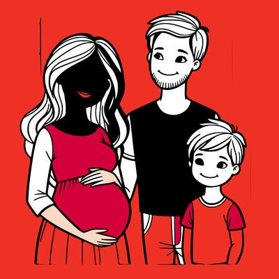 beautiful pregnant woman with family