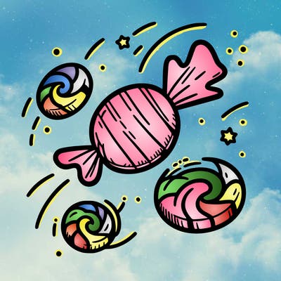 candy falling from nowhere